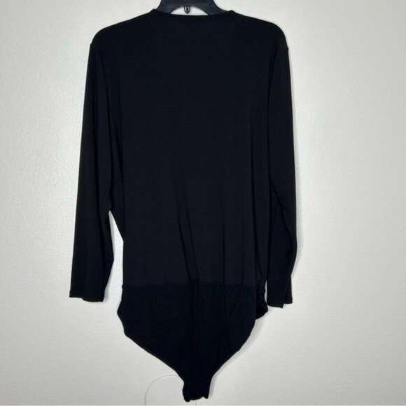 INC Womens Black V-Neck Long Sleeve Faux Wrap Jersey Bodysuit Plus Size 1X - Picture 5 of 8